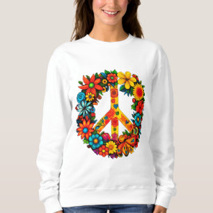 Wildblumen Frieden Unterschreiben Blumenkranz Sweatshirt
