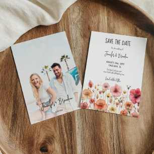 Wildblumen, frisch gepresstes Save the Date Foto Einladung