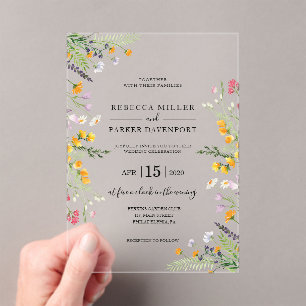 Wildblumen Frühjahr Moderne Hochzeit Einladung