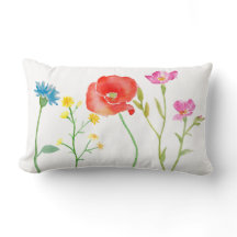 Wildblumen-Frühlingsblumen-Aquarell-Kissen