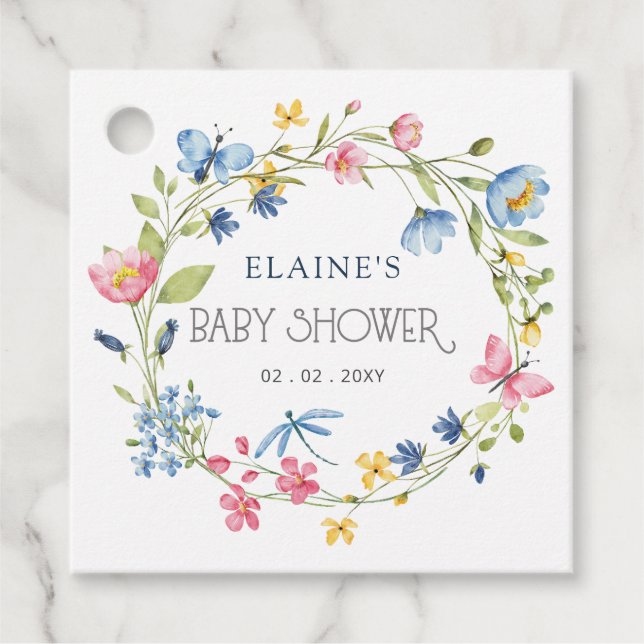 Wildblumen Frühlingsblüten Blütendusche Geschenkanhänger (Vorderseite)