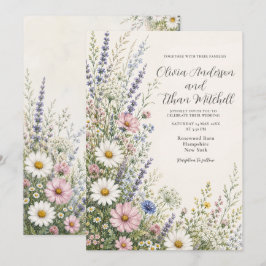 Wildblumen-Frühlingswiese Florale Hochzeit Einladung