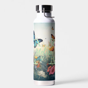 Wildblumen für Aquarellfarben Monogramm und Name Trinkflasche