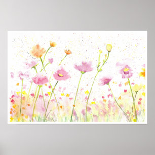 Wildblumen für Aquarellfarben Poster