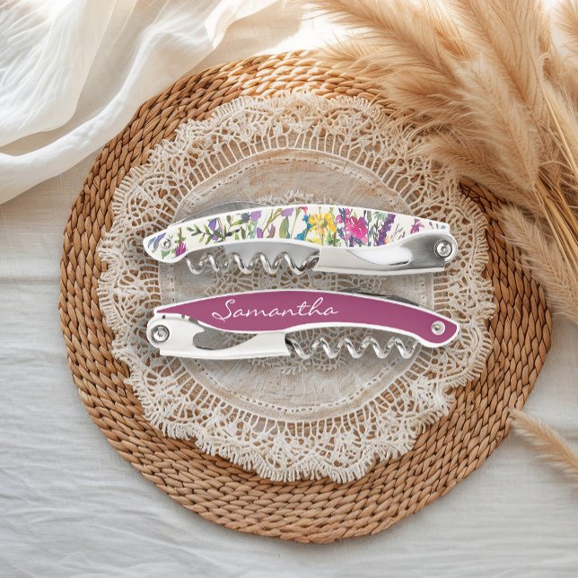 Wildblumen für Aquarellfarben Vorschlag für eine C Kellnermesser (Watercolor wildflowers bridesmaid corkscrew)