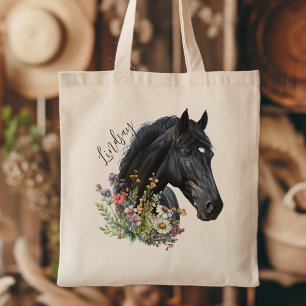 Wildblumen für das Schwarze Pferd mit Namen Person Tragetasche