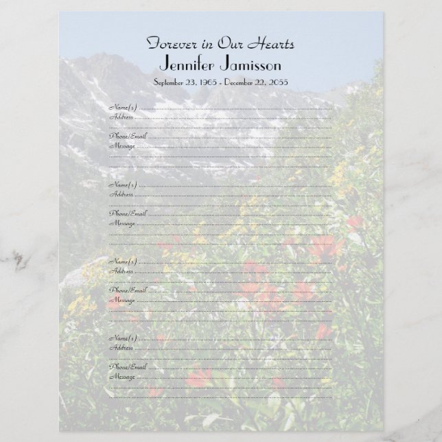 Wildblumen für die Einschreibungsseite des Buches (Vorderseite)