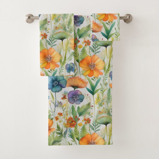 Wildblumen für die französische Landesdekoration Badhandtuch Set (Insitu)