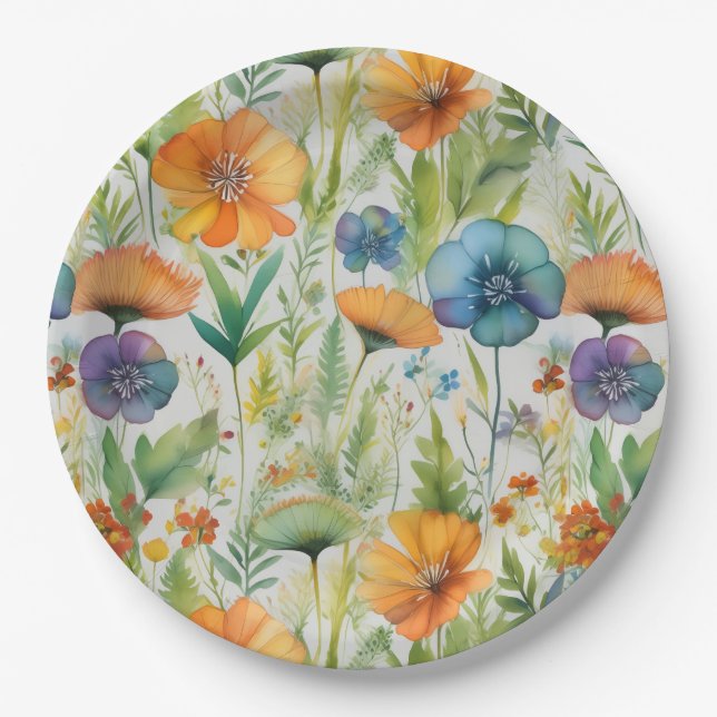 Wildblumen für die französische Landesdekoration Pappteller (Vorderseite)