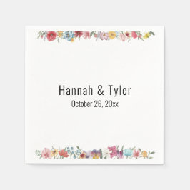 Wildblumen für mehrfarbige Wasserfarben Personalis Serviette