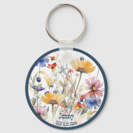 Wildblumen für personalisierte Hochzeitsfeier Schlüsselanhänger