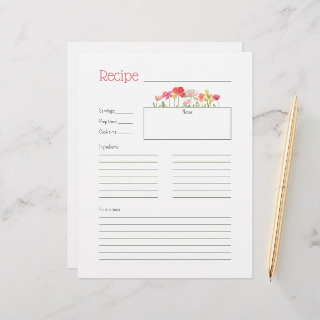 Wildblumen für Wasserfarben (Vorderseite/Rückseite Beispiel)