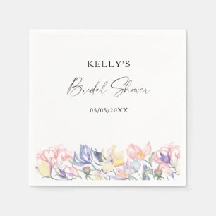 Wildblumen für Wasserfarben - Brautparty Serviette