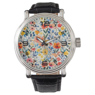 Wildblumen für Wasserfarben - Hintergrund-99034 Armbanduhr