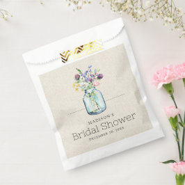 Wildblumen für Wasserfarben Linen Boho Brautparty Geschenktütchen