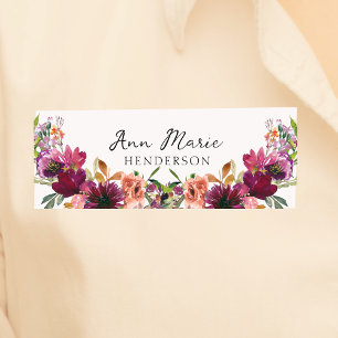 Wildblumen für Wasserfarben Namensschild