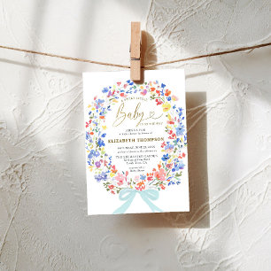 Wildblumen Garden Bow Sweet Little Baby Dusche Einladung
