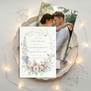 Wildblumen Garden Elegantes Foto Hochzeit Retten D Einladung