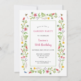 Wildblumen Garden Geburtstagsparty Einladung