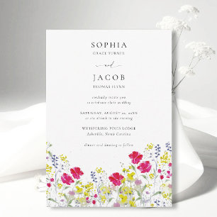 Wildblumen Garden Happy Whimsical Floral Wedding Einladung