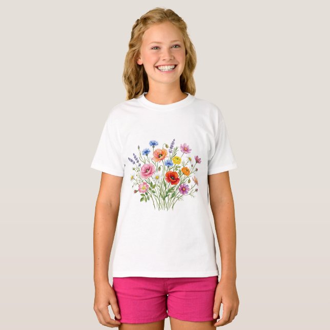 Wildblumen-Garten Floral T-Shirt (Vorne ganz)