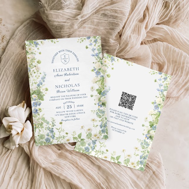 Wildblumen-Garten QR-Code Hochzeitseinladung Einladung (Von Creator hochgeladen)