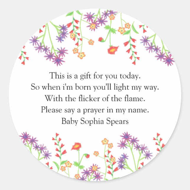 Wildblumen - Gebetskandaletikett Runder Aufkleber (Vorderseite)