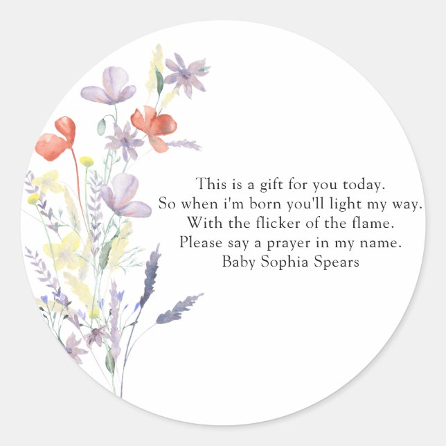 Wildblumen - Gebetskandaletikett Runder Aufkleber (Vorderseite)