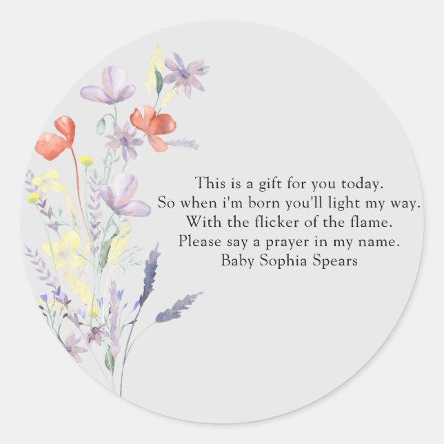 Wildblumen - Gebetskandaletikett Runder Aufkleber (Vorderseite)