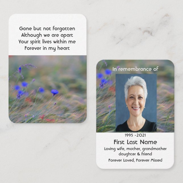 Wildblumen-Gedenktafel Visitenkarte (Vorne/Hinten)