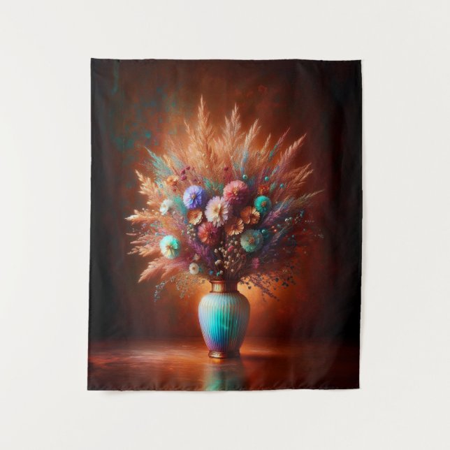 Wildblumen gegen Kupfer Wandteppich (Vorderseite)