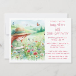 Wildblumen Girl's 5. Geburtstagsparty Einladung