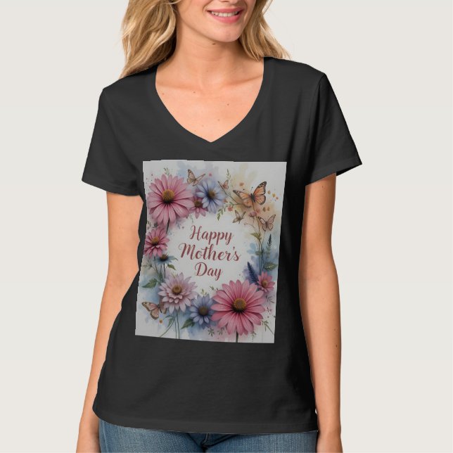 Wildblumen glücklich Muttertag T-Shirt (Vorderseite)