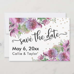 Wildblumen Gold Confetti Typografie Save the Date