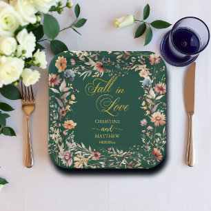 Wildblumen Gold 'Fall in Liebe' Elegante Hochzeit Pappteller