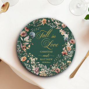 Wildblumen Gold 'Fall in Liebe' Elegante Hochzeit Pappteller