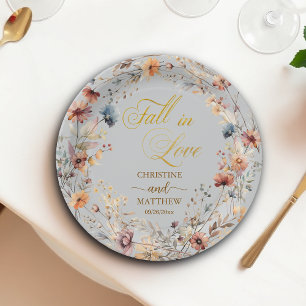 Wildblumen Gold 'Fall in Liebe' Elegante Hochzeit Pappteller