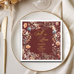 Wildblumen Gold 'Fall in Liebe' Elegante Hochzeit Serviette
