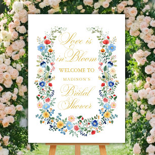 Wildblumen Goldenes Brautabschied Willkommen Poster