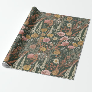 Wildblumen Gräser Botanische Vintage Cottagecore Geschenkpapier