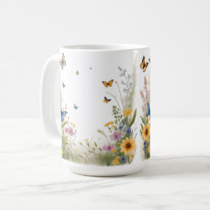 Wildblumen, Gräser und Schmetterlinge, Kaffeetasse