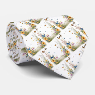 Wildblumen, Gräser und Schmetterlinge, Krawatte