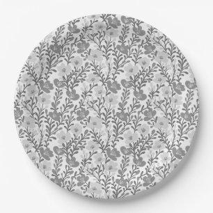 Wildblumen-Grau-Blüten Florale Babyparty Benutzerd Pappteller