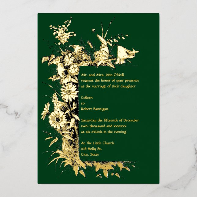 Wildblumen - Grenzhochzeit Folieneinladung (Vorderseite)