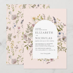 Wildblumen Grün Botanische Hochzeit Einladung
