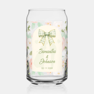 Wildblumen-Grün-Gingham-Band-Hochzeit Dosenglas