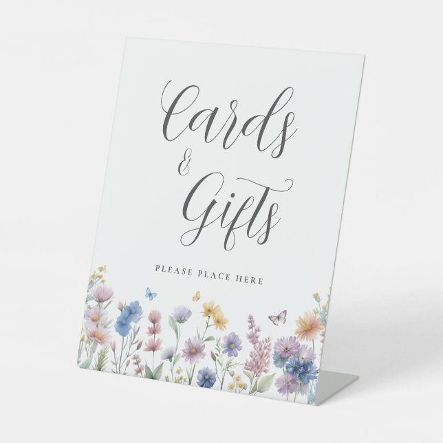 Wildblumen Grüne Brautparty Karten und Geschenke Sockelschild (Vorderseite)