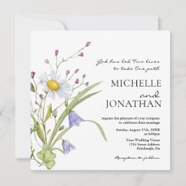 Wildblumen Grünpflanzen Christliche Hochzeit Einladung