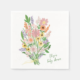 Wildblumen handbemalt Babydusche Serviette