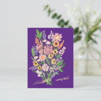 Wildblumen Handbemalt farbenfrohe Gouache Glückwun